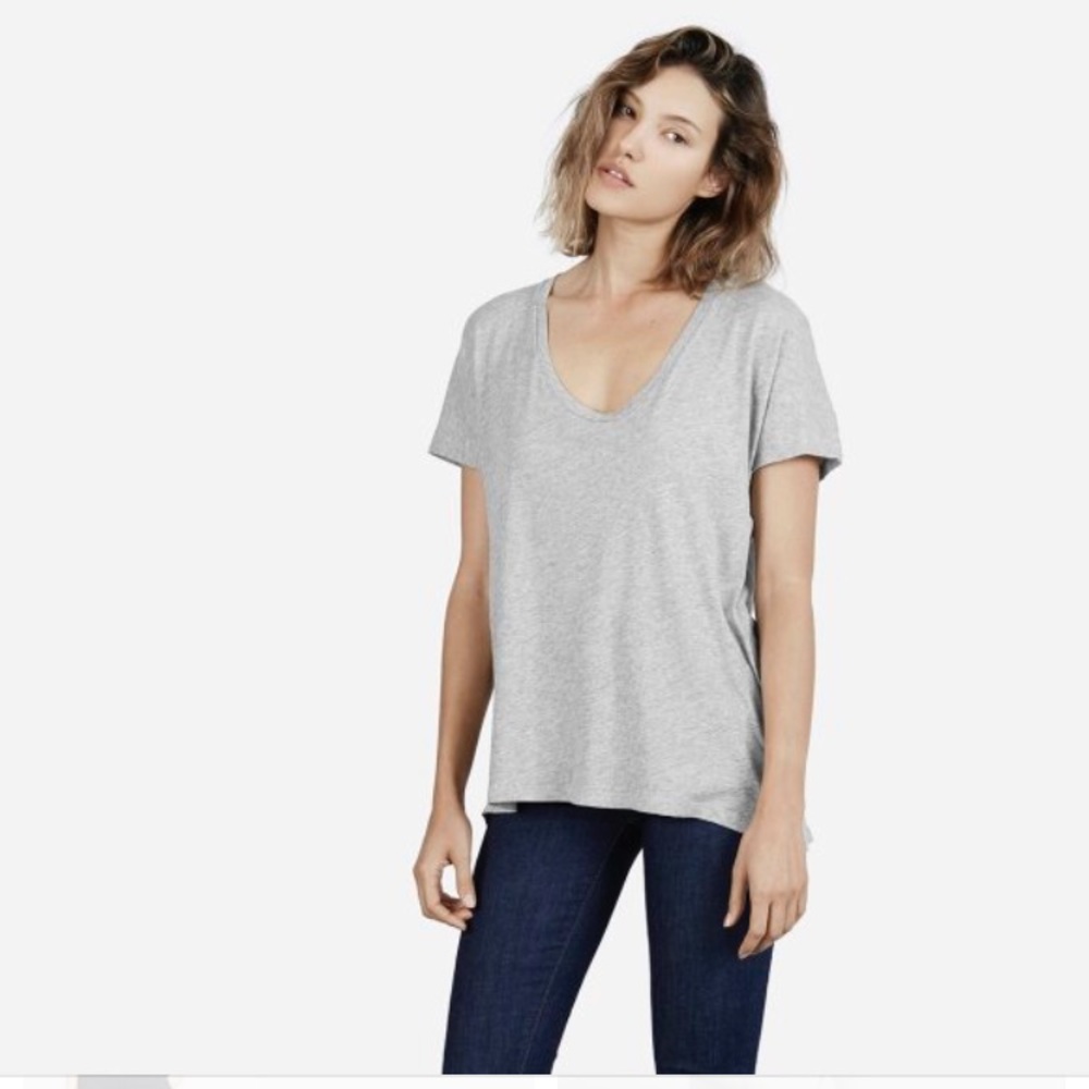 Everlane Grey Cotton Short Sleeve Tee Shirt